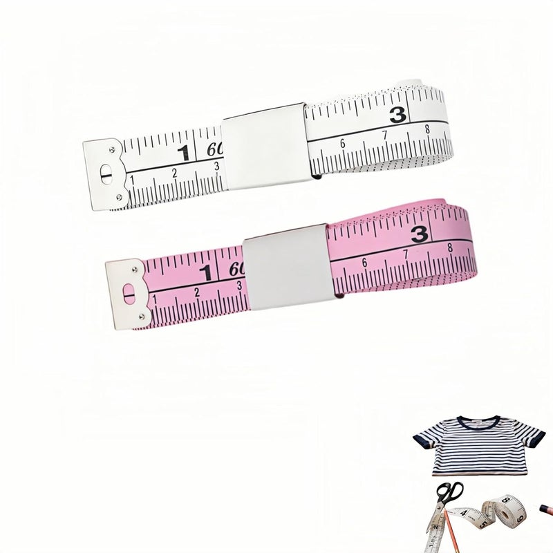 BUBBLE-FLY Professional Dual Scale Measuring Tape Set, 60 Inch/150 CM,2-Pack 60" Soft Flexible Tape Measure, Dual Scale Pink & White for Body & Fabric Sewing Tailoring Craft - Image 1